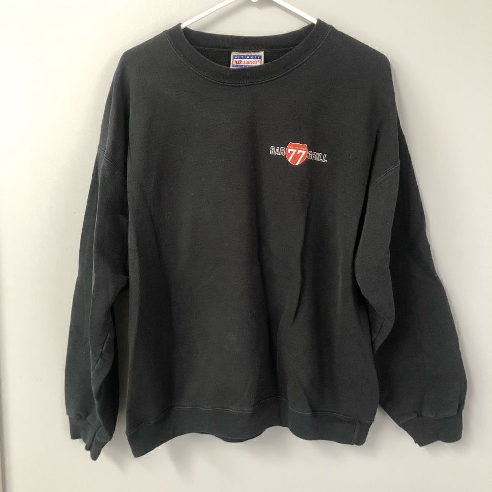 Vintage Hanes Ultimate Cotton Bar 77 Grill Sweatshirt Black Large Dover Ohio